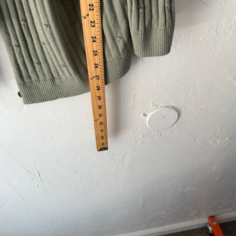 Christopher & Banks Y2k Green Cardigan Ribbed Knit Button Down Preppy Academia L - Picture 7 of 10